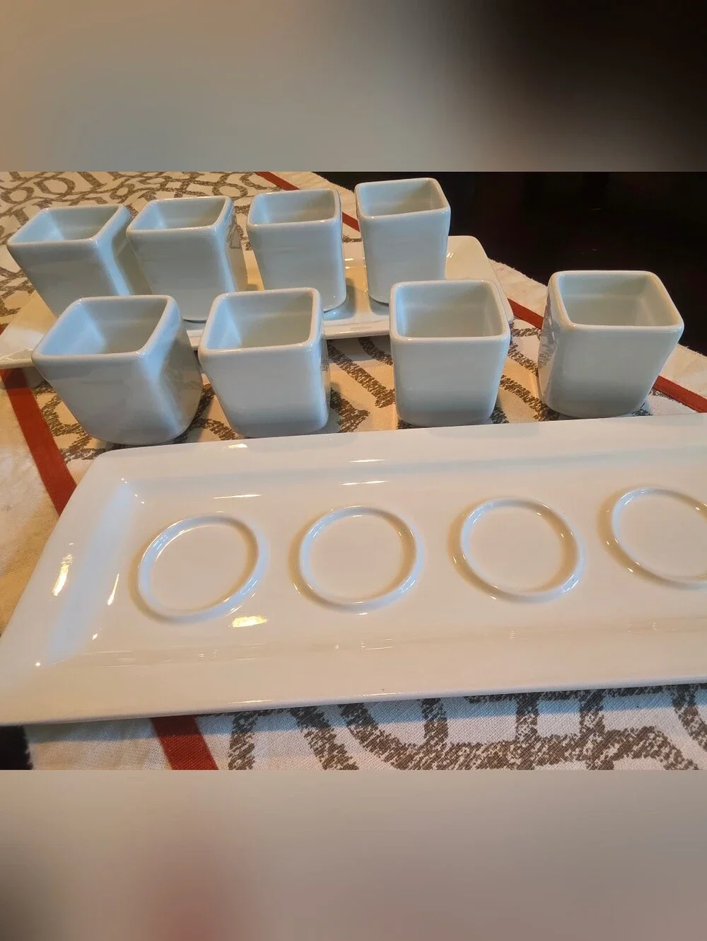 Pier 1 Imports Tasting Party Sampler Set Porcelain Cups And Trays 10 Pieces EUC
